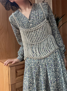 清仓特价 ！！！ 外贸定制珍珠镶钻吊带背心手工珠链镂空钻石马甲