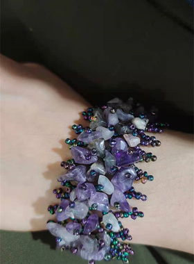 美芽迷雾紫罗兰天然复古串珠手链