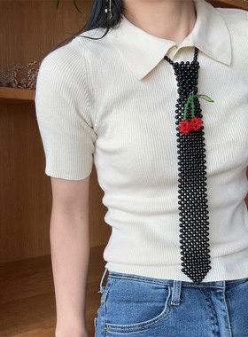 黑色樱桃串珠领带领巾