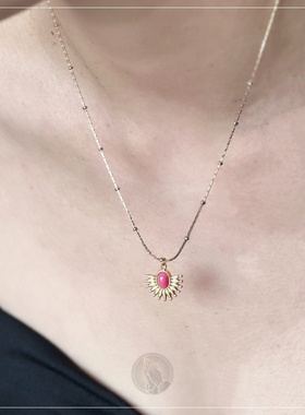 「时烬玫瑰」红纹石手工镶嵌吊坠美貌气质项链唤醒缘分