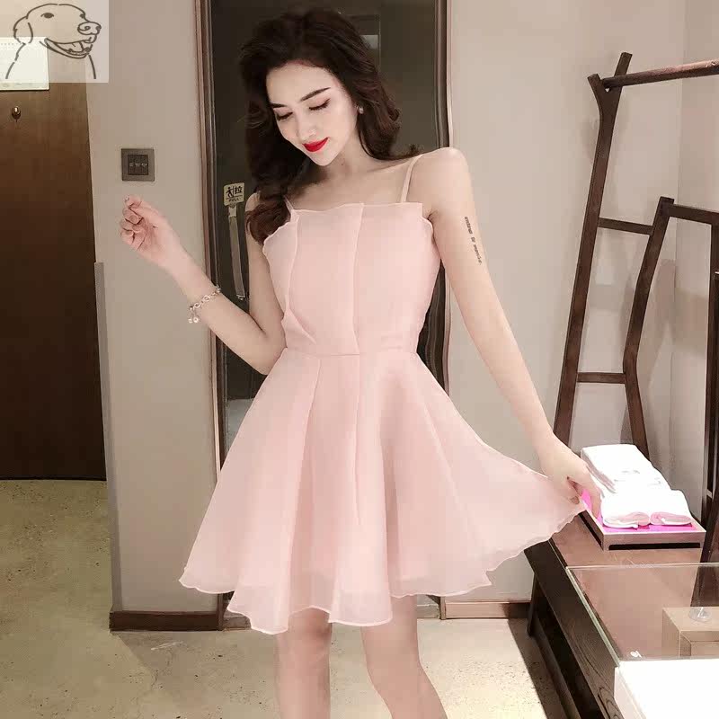 温柔性感超仙少女欧根纱吊带仙女裙 意姗菲连衣裙