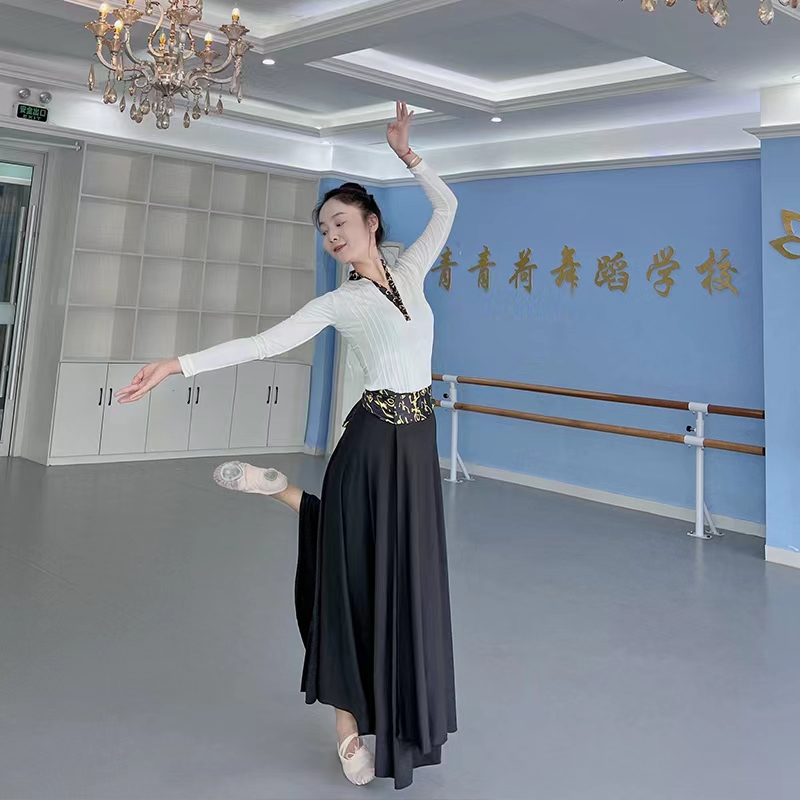 蒙古舞蹈演出服新款艺考练习裙蒙族舞蹈服女民族大摆裙蒙古服装女