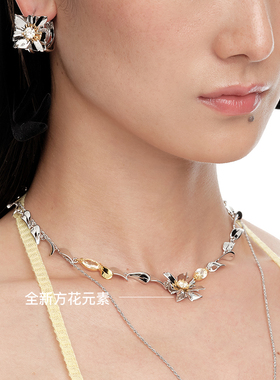 YVMIN尤目 大方花叶子锁骨链项链设计师款圣诞生日礼物