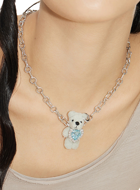 YVMIN尤目不对称爱心小熊项链