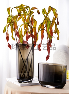 玲珑行轻奢玻璃上海餐桌扁瓶花瓶