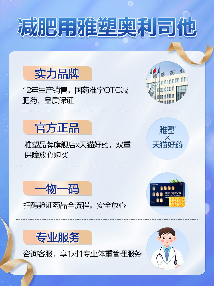 雅塑otc官方旗舰店奥利司他胶囊 雅塑肠胃用药