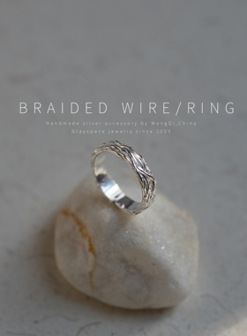 999足银原创设计师手工缠丝戒指