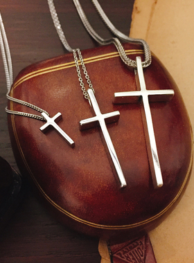 意大利925银十字架男女情侣项链