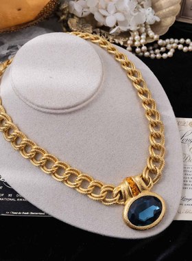 Napier蓝色水晶摩登优雅中古项链