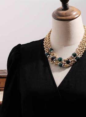 Vintage绿色水晶古典项链