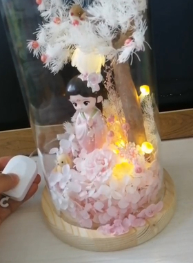 创意国风摆件汉服四大美女貂蝉手工小夜灯永生花送闺蜜女孩小礼品