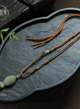 【逍遥游项链】天然和田玉设计感年年有余玉石项链
