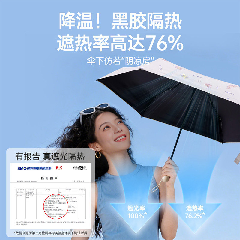 MINISO名创优品趣绘图案防晒伞五折叠太阳伞晴雨两用小巧便携口袋