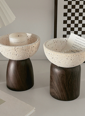 洞石托盘玄关客厅收纳摆件