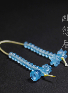 幽悠居天然海蓝宝同料手工雕刻