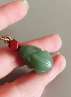 和田玉碧玉貔貅吊坠项链可调节