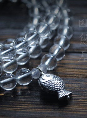 天然白水晶925纯银108手串可调节