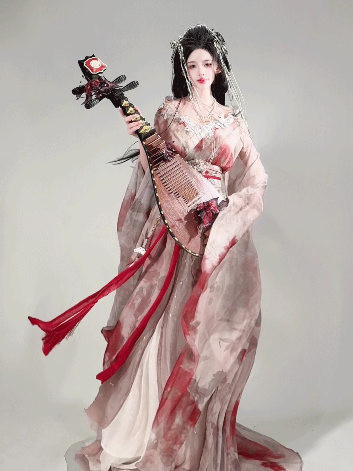 2025新款原创【虞姬】重工刺绣魏晋风南北朝汉元素齐腰战国袍套装 - 图2