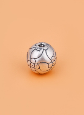 3D硬银复古简约圆珠隔珠 文玩手工DIY手链项链挂件配件