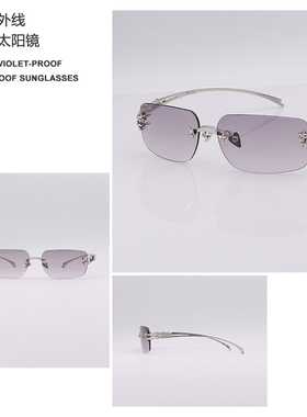 新品GM无框方形墨镜女