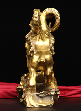 纯铜领头羊摆件黄铜山羊中式铜羊客厅办公室招财生肖羊桌面装饰品