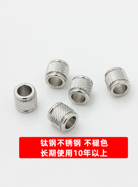 不掉色钛钢不锈钢真空18K金斜纹大孔管子手工串珠散珠diy饰品配件
