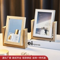 Creative Ins Nordic Belt Mirror Log Double Face 6 Inch 7 Inch Photo Frame Swing Desk Desk Desk Decoration Pendulum Pieces
