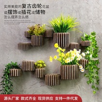 Retro cement flowerpots wall-mounted Balcony Creative Flower flower Flower Milk Cafe Sweet flower Shop Wall Decorative Pendant