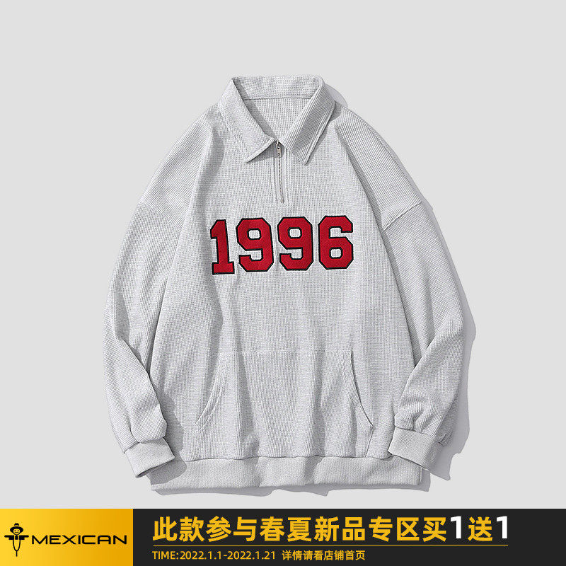 稻草人半拉链春季潮牌ins宽松上衣 稻草人男装卫衣