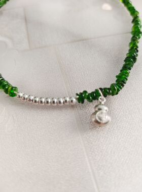 原创透辉石足银葫芦项链