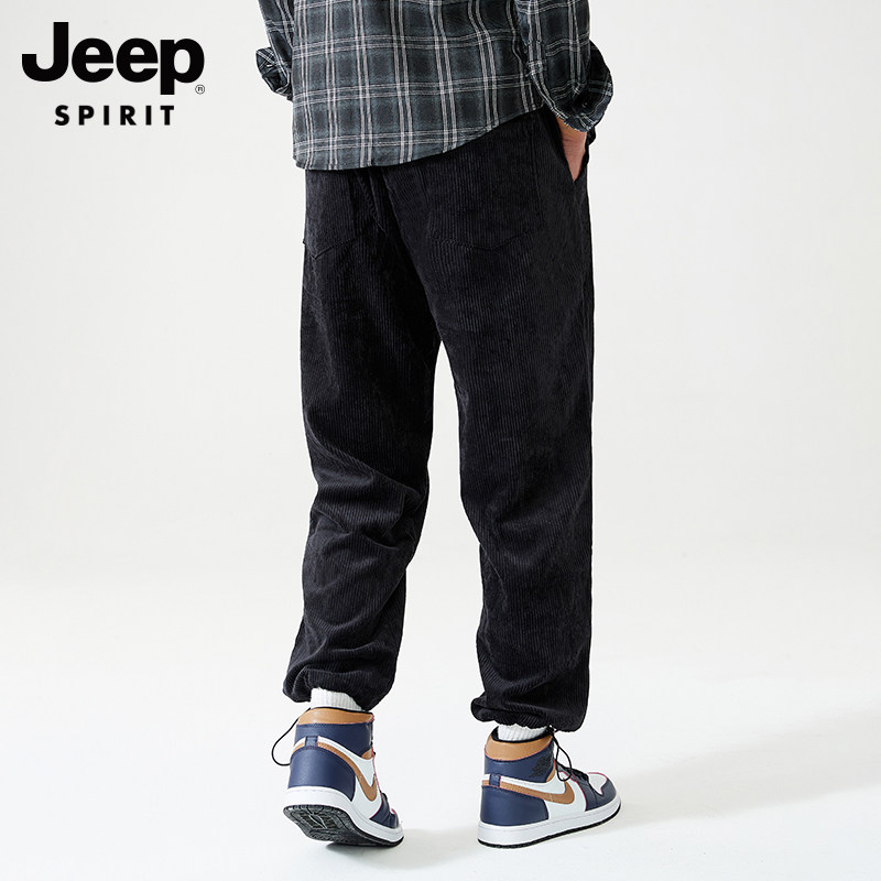Jeep Spirit 男女同款 冬季宽松重磅厚灯芯绒束脚卫裤 天猫优惠券折后￥49包邮（￥109-60） 2色可选 可用淘金币