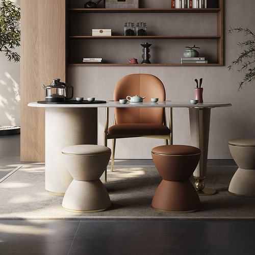 Mobeier 大理石茶桌轻奢家用小户型阳台茶台意式极简风茶桌椅组合 - 图0