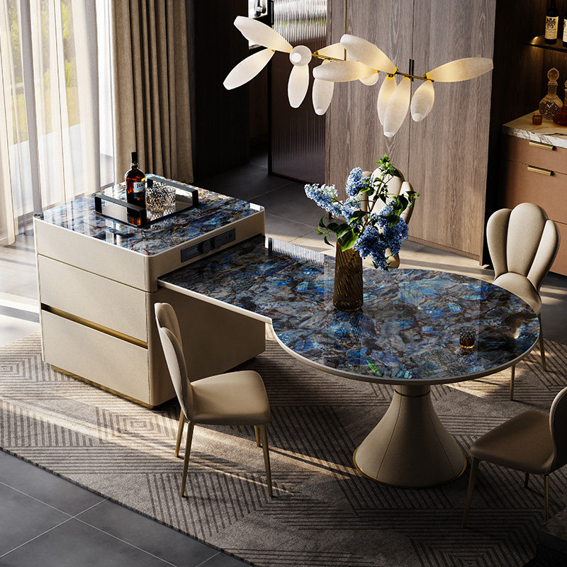 Mobeier 岩板圆岛台餐桌一体可伸缩大户型客厅家用高级感新款倒台,淘宝优惠券,粉丝福利购,淘宝优惠卷