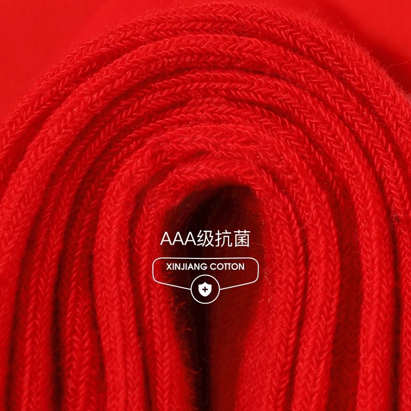 本命年大红袜子棉质夏季长袜男女士情侣款红色结婚中筒袜属龙礼盒