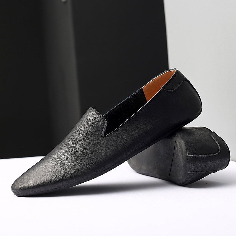 2025新款豆豆鞋男真皮简约百搭休闲皮鞋牛皮套脚懒人鞋尖头小皮鞋,淘宝优惠券,粉丝福利购,淘宝优惠卷