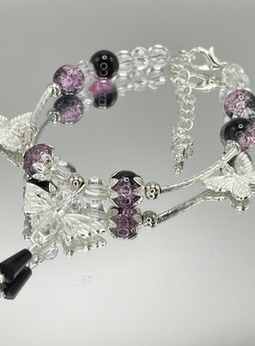 小红书同款爆裂碎花蝴蝶手串新中式时尚超仙手饰送闺蜜生日礼物