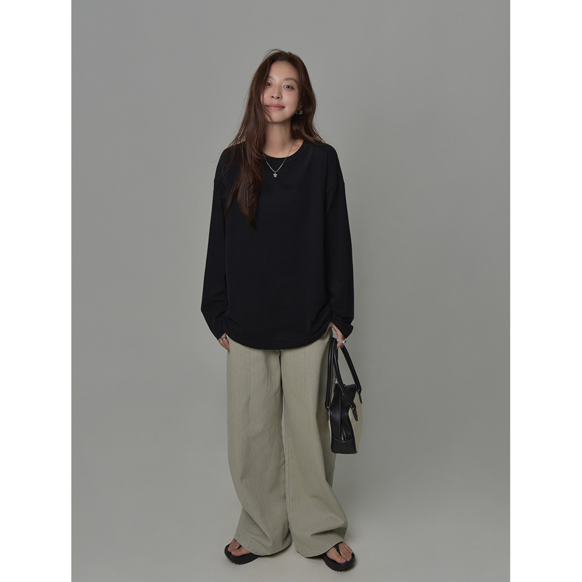 SIXI四喜家 基础主义 三色磨毛圆领长袖T恤女秋季宽松纯色上衣TEE,淘宝优惠券,粉丝福利购,淘宝优惠卷