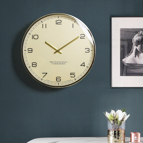 北欧轻奢挂钟客厅家用教室钟表酒店大气金色时钟现代简约卧室挂表 - 图0