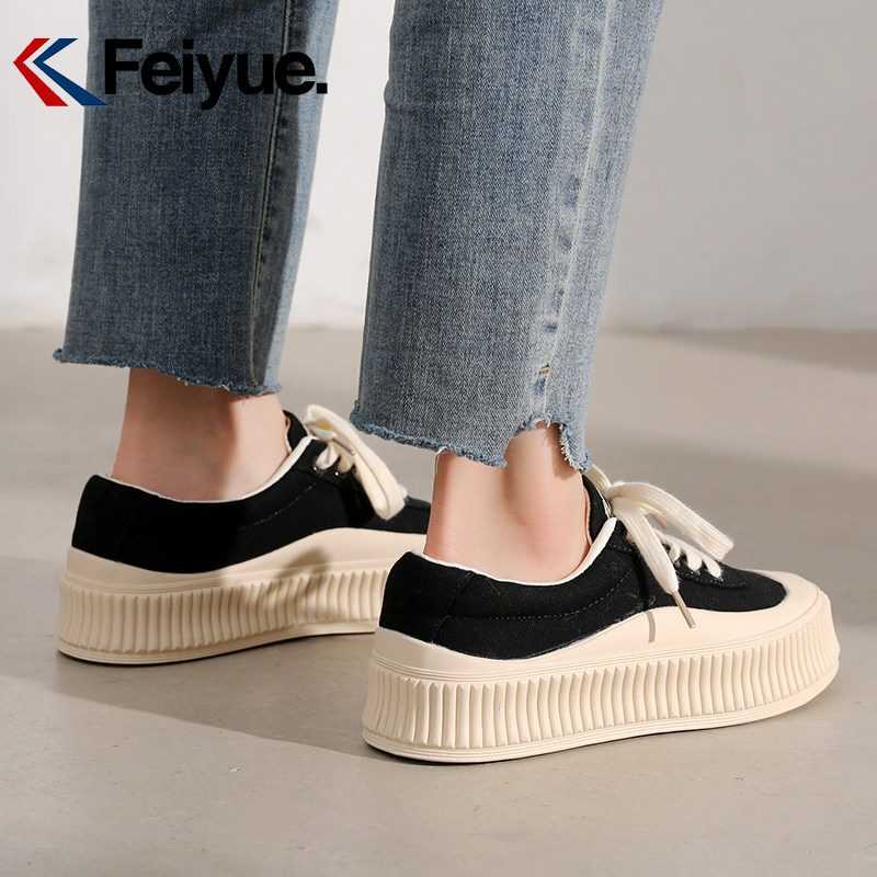 飞跃feiyue秋季新款松糕厚底女鞋 feiyue飞跃国绿世杰帆布鞋