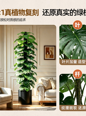 仿真绿植高端轻奢龟背竹仿真树仿生龟背叶假植物装饰摆件室内盆栽