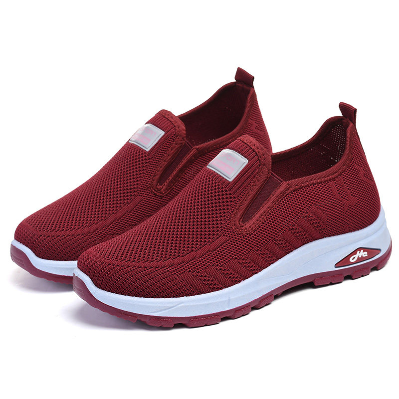 春秋休闲飞织网面一脚蹬女士单鞋平底透气中老年舒适深口妈妈单鞋,淘宝优惠券,粉丝福利购,淘宝优惠卷