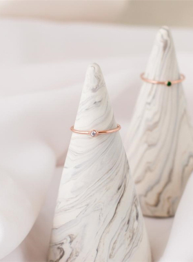 18k黄金生辰钻石简约女戒指