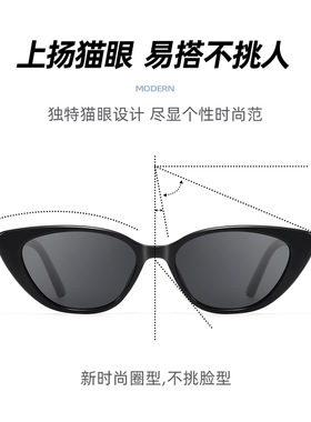 复古猫眼墨镜女高级感个性辣妹风2025新款防紫外线偏光镜太阳眼镜