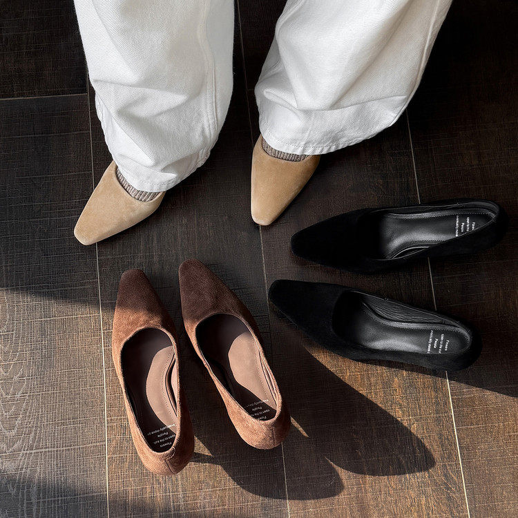 真皮高跟鞋2026芭蕾鞋细跟方头休闲单鞋舒适百搭磨砂里外全皮单鞋,淘宝优惠券,粉丝福利购,淘宝优惠卷