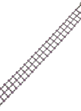 日本中古奢侈品珠宝18k白金镶嵌宽版编织设计奢华手链包邮