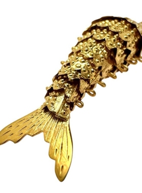 日本中古奢侈品珠宝直邮18k黄金锦鲤可以自由活动鱼鳞吊坠包邮