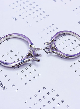 固定圈口莫桑钻戒托克拉死扣银托