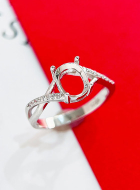 新款简约小众S925纯银椭圆形戒指