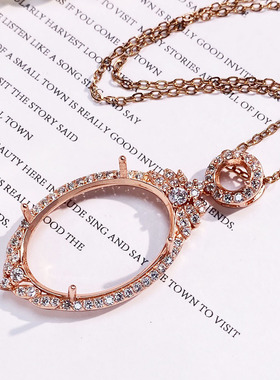 大宝石18*25吊坠空托925纯银女