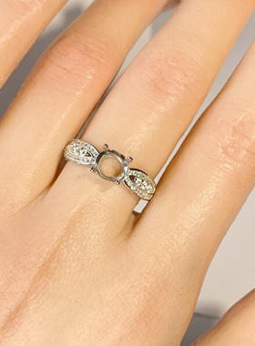 固定扣莫桑钻戒指空托S925银戒托50分1克拉轻奢小众银托配件